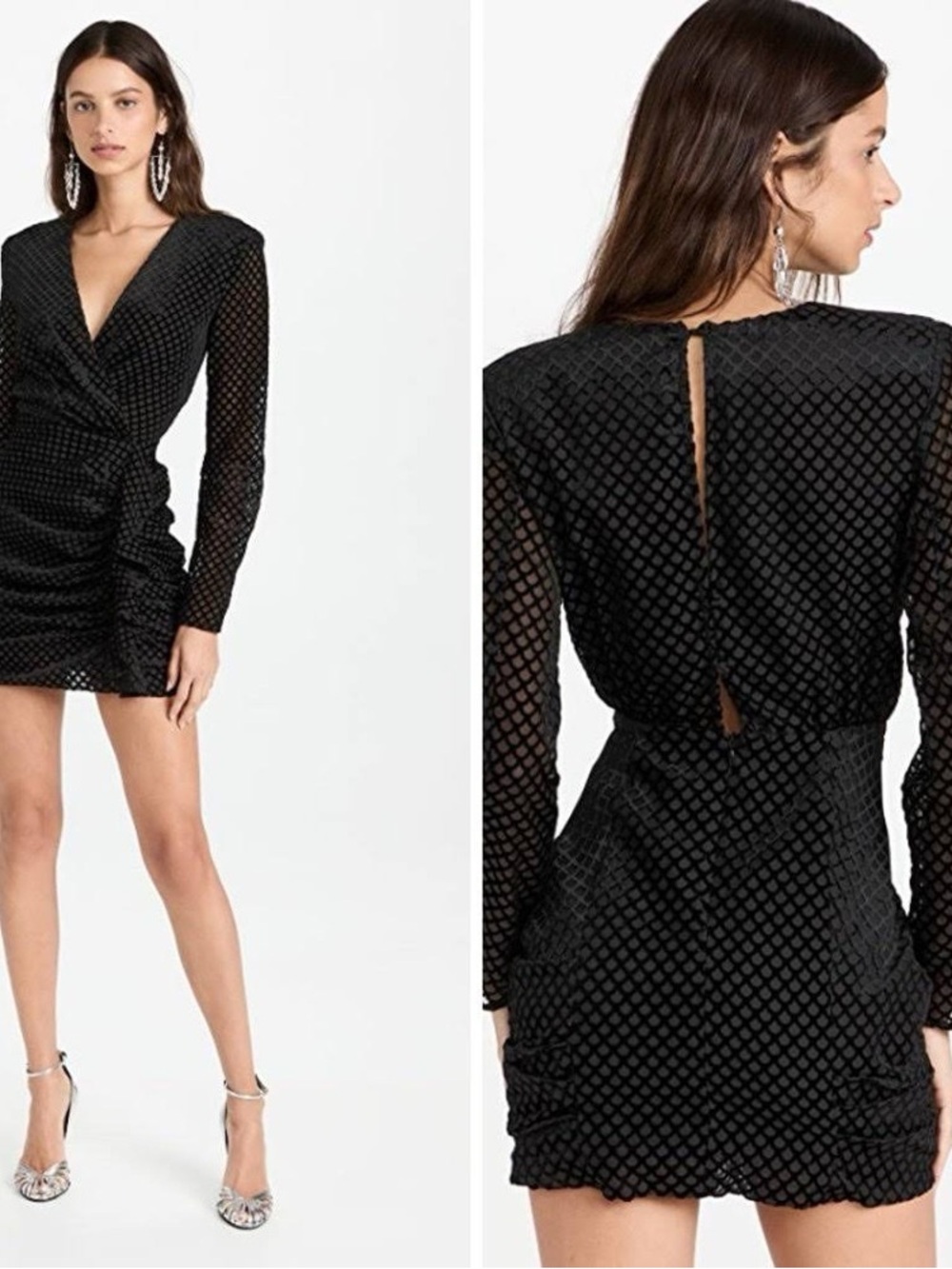 Ramy Brook‎ black velvet ruched burnout dress whimsigoth vamp ethereal